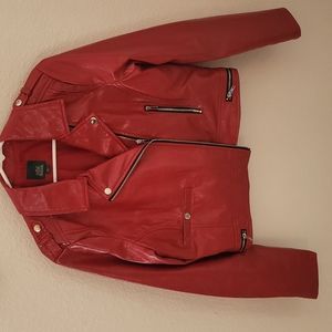 Red faux leather jacket Large